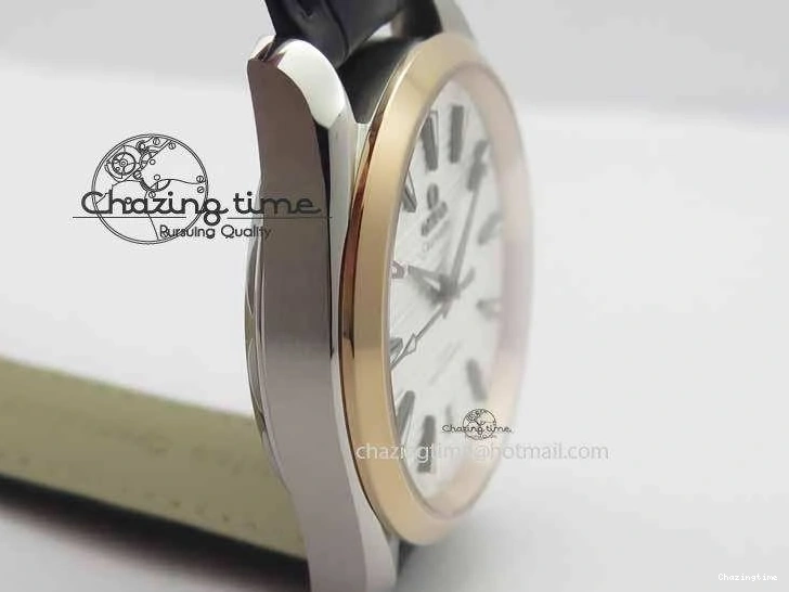 0202 2017 Aqua Terra SS RG XF Best Edition White Textured Dial On Black Leather Strap A Functional 8157